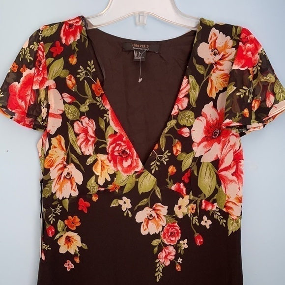 𝅺new Forever 21 Black Floral Maxi Dress - Picture 2 of 8